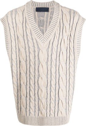 V-neck cable-knit vest-AA