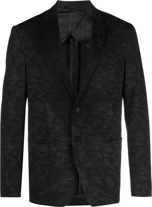 Patterned-Jacquard Single-Breasted Blazer