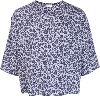 floral print silk T-shirt