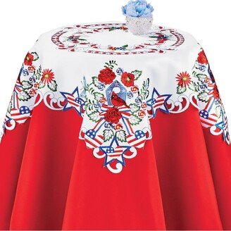 Collections Etc Embroidered Patriotic Birdhouse and Flowers Table Linens