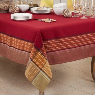 Saro Lifestyle Plaid Border Tablecloth, Multi, 70