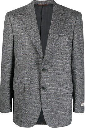 Single-Breasted Herringbone-Pattern Blazer