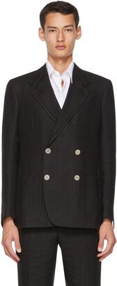 Black Hemp Double-Breasted Blazer