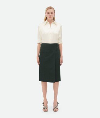 Cotton Twill Midi Skirt