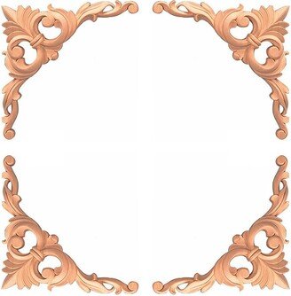 2Pcs Wood Carved Ribbon Corner Applique