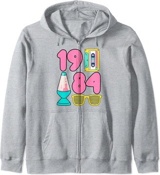 1984 Vintage Birthday Born In The 80s Born In The 80s Nostalgic Birth Year 1984 Vintage Birthday Zip Hoodie-AA