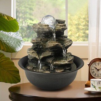 Sunjet 8.3-inch H 4-Tier Cascading Rock Falls Tabletop Water Fountain w/Light