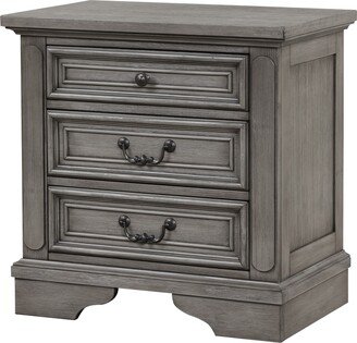 EDWINRAYLLC 27 Grey Solid Wood Bedside Table Nightstand with 3 Drawers Accent Table Bedside Cupboard Side Table Sofa Table