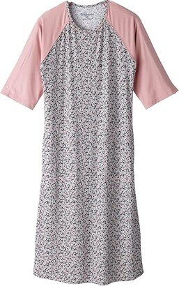 Silverts 616 Side Snaps Recovery Nightgown (Ditsy Floral/Dusty Pink) Women's Pajama