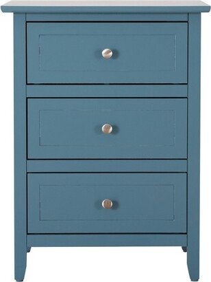 Passion Furniture Daniel 3-Drawer Teal Nightstand (25 in. H x 15 in. W x 19 in. D)