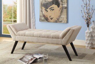 Wholesale Interiors Tamblin Mid-Century Retro Linen Fabric Upholstered Grid-Tufting 50 Bench