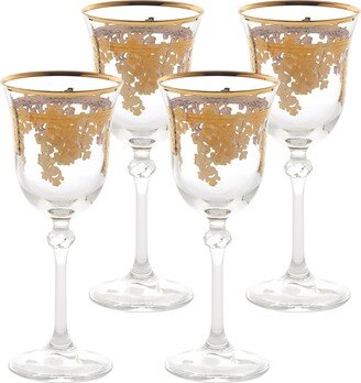 Embellished 24K Gold Crystal Flute Goblets, Set of 4