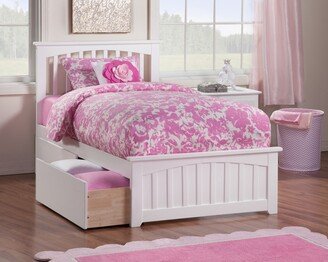 AFI Mission Twin XL Platform Bed with Matching Foot Board with 2 Urban Bed Drawers in White