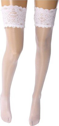 Satin Touch 20 Stay-Up Thigh Highs (White) Women's Thigh High Socks Shoes