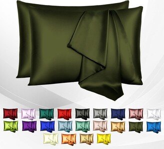 Satin Pillow Covers Olive 2-Pack