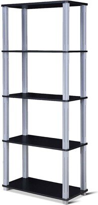 5-Tier Multi-Functional Storage Shelves Rack Display Bookcase - Black - 23.5