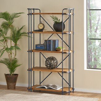 Yorktown Industrial 5 Shelf Firwood Bookcase