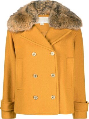 Fur-Collar Wool-Blend Peacoat