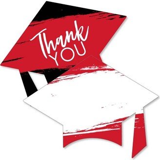 Big Dot of Happiness Red Grad - Best is Yet to Come - Shaped Thank You Cards - Red Graduation Party Thank You Note Cards with Envelopes - Set of 12