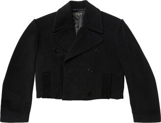 Cropped Double-Breasted Cashmere Coat