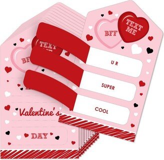 Big Dot of Happiness Conversation Hearts - Valentine's Day Cards for Kids - Happy Valentine's Day Pull Tabs - Set of 12