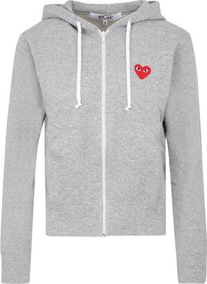 Heart Logo Patch Zipped Hoodie