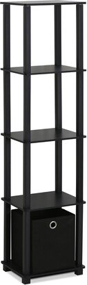 Black MDF and Plastic 5-tier Decorative Display Shelf with 1 Bin