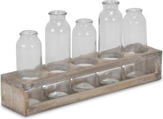 Brown Glass Bottle Decor with Wooden stand