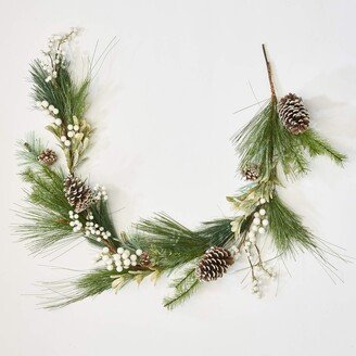 60 White Berries Cone Pine Needle Christmas Garland