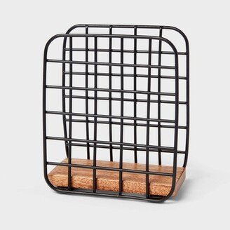 Iron and Mangowood Wire Napkin Holder Black