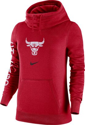 Chicago Bulls Club Fleece 2023/24 City Edition Women's NBA Funnel-Neck Hoodie in Red