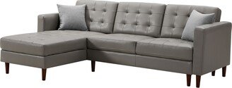 RASOO Combinable Sectional Sofa with Ottoman & Pillows, PU Upholstered, Solid Manufactured Frame, Tufted Back, Wood Legs, Square Arms