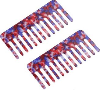 Unique Bargains Anti-Static Hair Comb Wide Tooth for Thick Curly Hair Hair Care Detangling Comb For Wet and Dry Dark 2.5mm Thick Colorful 2 Pcs