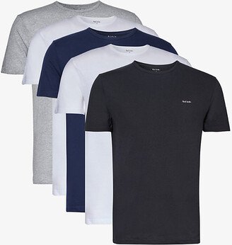 Paul mith Mens Multi Logo-print Pack of Five Organic-cotton T-shirts