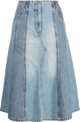 Deconstructed denim midi skirt-AA