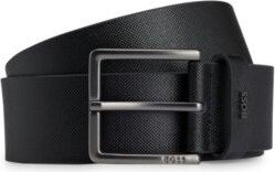 Printed-leather belt with logo keeper