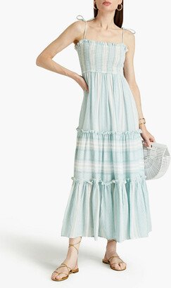 Okimi Roisini shirred cotton-jacquard maxi dress