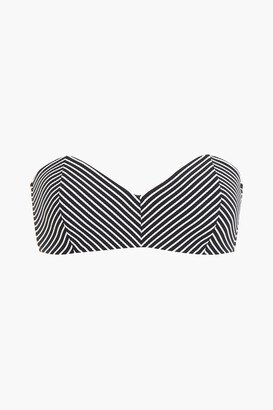 Go Overboard striped ribbed bandeau bikini top