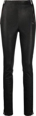 Zip-Detail High-Waisted Trousers-AA
