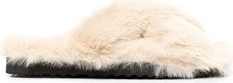 Open-Toe Faux-Fur Slippers