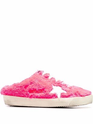 Shearling Lace-Up Slippers