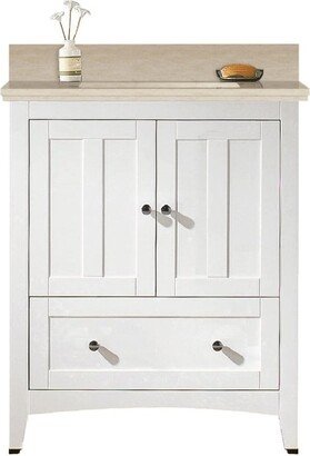 30.5-in. W Floor Mount White Vanity Set For 3H8-in. Drilling Beige Top White UM Sink