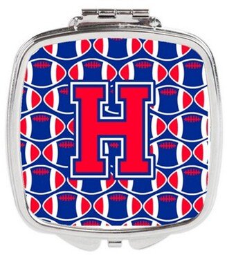 CJ1076-HSCM Letter H Football Harvard Crimson & Yale Blue Compact Mirror