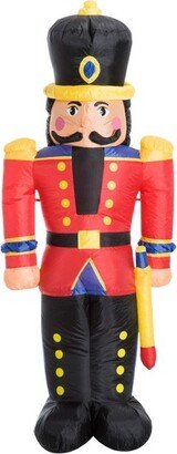 HOMCOM 6ft Christmas Inflatable Nutcracker Toy Soldier, Outdoor Blow-Up Yard Decoration with LED Lights Display