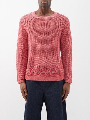 Duotone Lace-embroidered Cotton Sweater