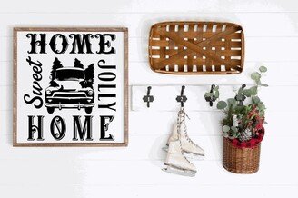 Christmas Farmhouse Sign, Wood Framed Home Decor, Square Holiday Decoration