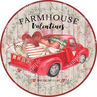 Farmhouse Valentine Truck Sign - Round Love For Wreaths Wreath Gnome