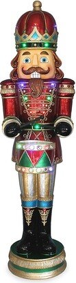 Fraser Hill Farms Indoor/Outdoor Oversized 5-Foot Nutcracker Christmas Decor with Moving Hands, Music, Timer, & Lights