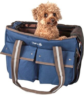 Dual Snap Pocketed Fashion Designer Canvas Travel Pet Dog Carrier