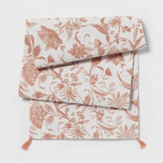 Cotton Floral Table Runner Pink
